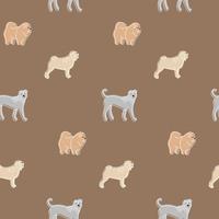 Seamless pattern of cute dogs chow-chow, pug, sharpey with a contour in the cartoon style vector