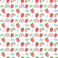 Seamless summer pattern the strawberry and rainbow vector