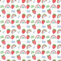 Seamless summer pattern the strawberry and rainbow vector