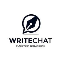 Write chat vector logo template. This design use pen symbol.