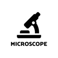 icono de microscopio en estilo negro sólido vector