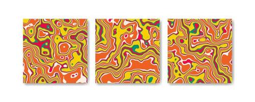 Hand drawn flat psychedelic groovy background set vector