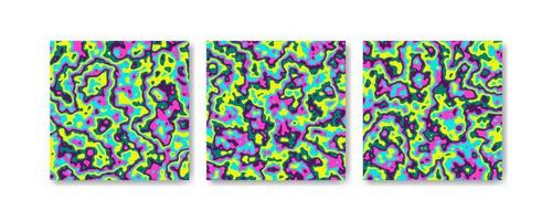 Hand drawn flat psychedelic groovy background set vector