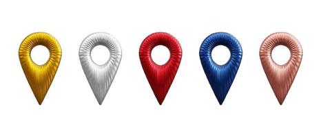 Realistic 3d map pin pointers collection vector illustration