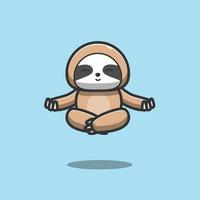 sloth mediation floating in the air vector