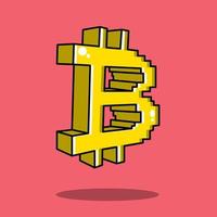 bitcoin illustration, pixel bitcoin vector illustration