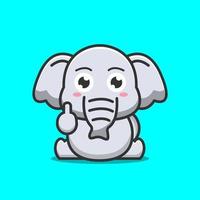 lindo elefante mostrando emoticon de expresión de dedo medio vector