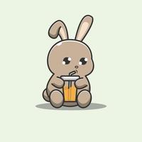 rabbit drinking orange juice vector