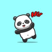 Red Text Style Effect with panda say hi vector