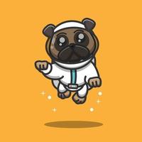 perro pug astronot en acción vector