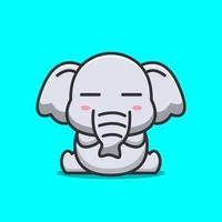 lindo elefante con expresión perezosa y emoticon vector