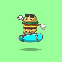 hamburgers skateboarding  illustration vector