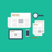 Vector illustration of Online news. Newsletter, information. Business, market information. Financial report. Flat design suitable for many purposes.