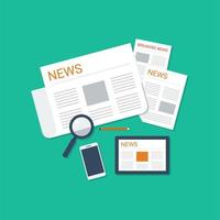 Vector illustration of Online news. Newsletter, information. Business, market information. Financial report. Flat design suitable for many purposes.