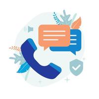 Telephone speak, phone call illustration concept. Telephone, bubble chat icon. Flat vector suitable for many purposes.