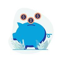 Piggy bank, money savings illustration vector. Flat design suitable for many purposes. vector