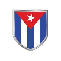 Flag Of Cuba with metal shield frame vector