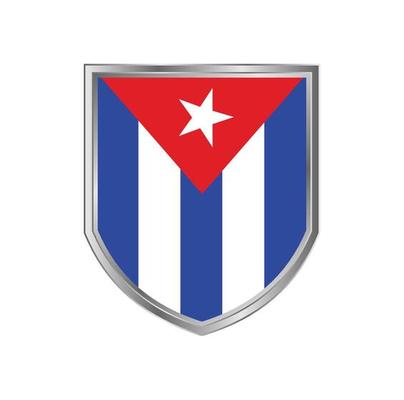 Flag Of Cuba with metal shield frame