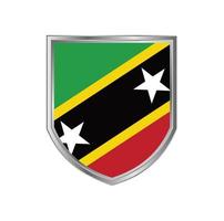 Flag Of Saint Kitts and Nevis with Metal Shield Frame vector