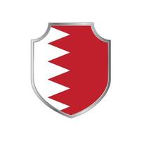 Flag of Bahrain with metal shield frame vector