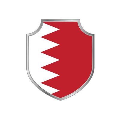 Flag of Bahrain with metal shield frame