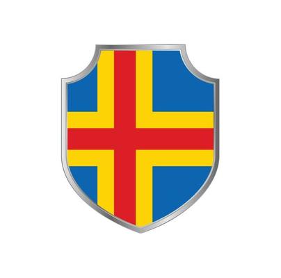 Flag of Aland Islands with metal shield frame