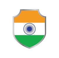 Flag of India with metal shield frame vector