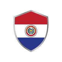 bandera de paraguay con marco plateado vector