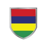 Flag Of Mauritius with Metal Shield Frame vector