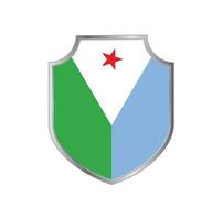 bandera de djibouti con marco de escudo de metal vector