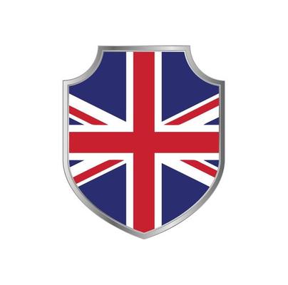 Flag of United Kingdom with metal shield frame