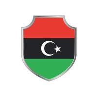 Flag of Libya with metal shield frame vector