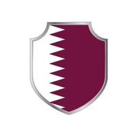 bandera de qatar con marco de escudo de metal vector