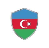 Flag of Azerbaijan with silver frame vector