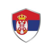 bandera de serbia con marco plateado vector