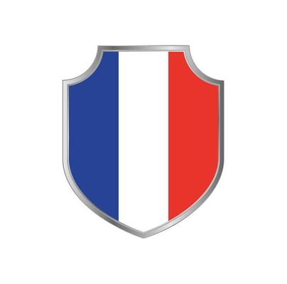 Flag of France with metal shield frame