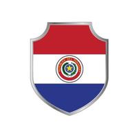 Bandera de Paraguay con marco de escudo de metal vector