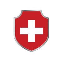 Flag of Switzerland with metal shield frame vector