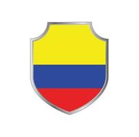 bandera de colombia con marco de escudo de metal vector