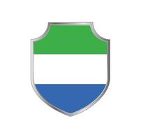 Flag of Sierra Leone with metal shield frame vector