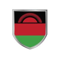 bandera de malawi con marco de escudo de metal vector