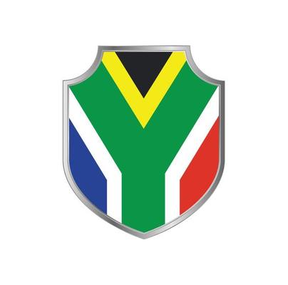 Flag of South Africa with metal shield frame