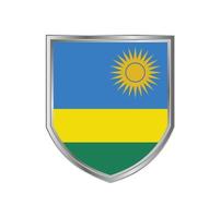 Flag Of Rwanda with Metal Shield Frame vector