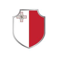 Flag of Malta with metal shield frame vector