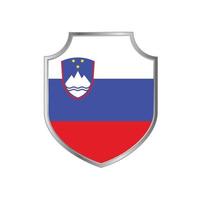 Flag of Slovenia with metal shield frame vector