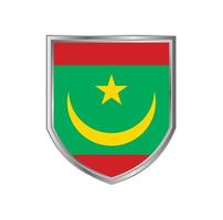 bandera de mauritania con marco de escudo de metal vector