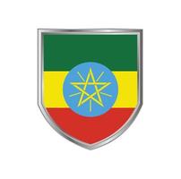 Flag Of Ethiopia with Metal Shield Frame vector