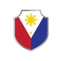 Bandera de Filipinas con marco de escudo de metal vector