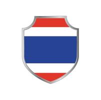 bandera de tailandia con marco de escudo de metal vector