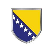 Flag Of Bosnia with metal shield frame vector